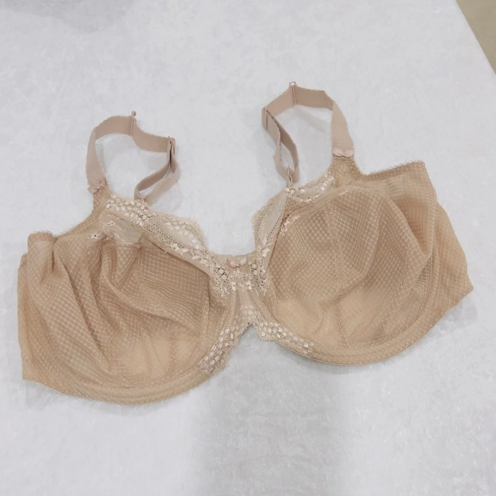 Elomi Bra Size 42 I Charley Stretch Plunge Lace Mesh Underwire Unlined Lace